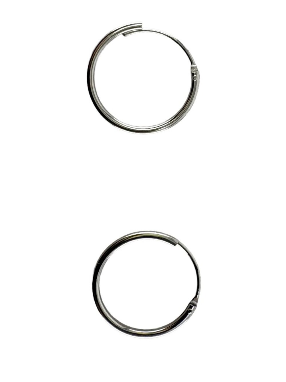 925 Sterling Silver Hoop Earrings Minimalist Round Circle Pierced 16mm 0.6g